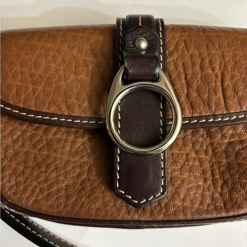 Dooney & Bourke Vintage Leather Wristlet/Clutch in Brown with Front Ring Detail
